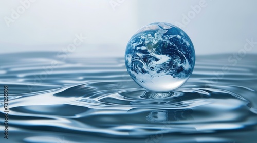 World Water day concept with world in clean water drop