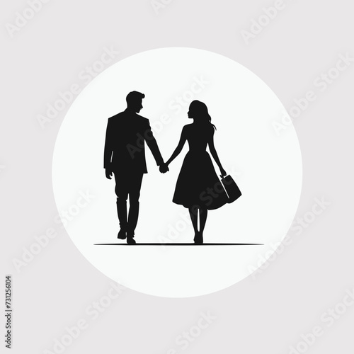 Couple silhouette two lovers vector illustration