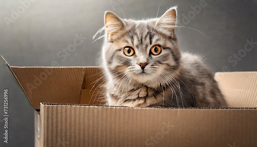 cute cat in cardboard box