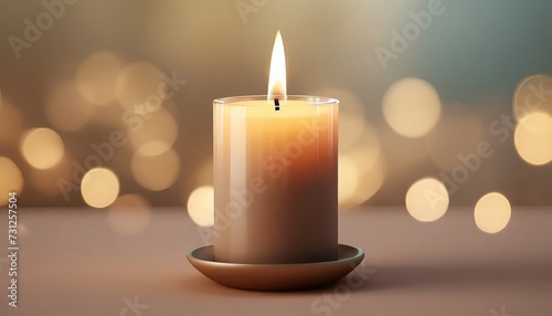 3d rendering burning candle pastel brown soft blurred focus
