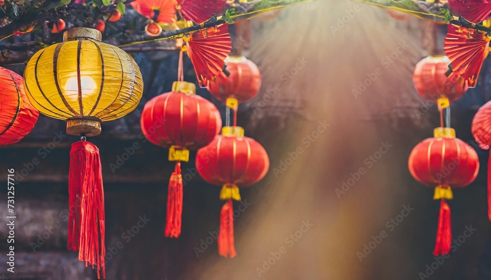 chinese lanterns during new year festival vietnamese new year banner long format