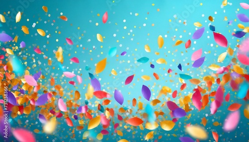 colorful confetti falling on a holiday on a blue background