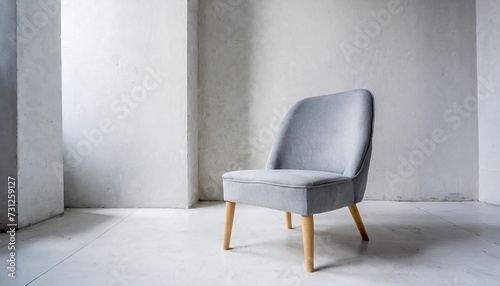 gray chair in white concrete room for copy space concept of minimalism
