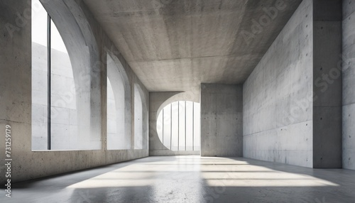 empty concrete open space interior with sunlight