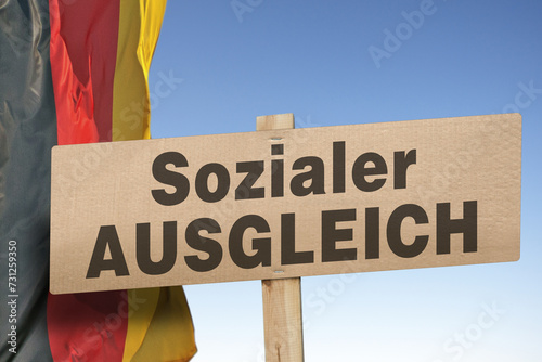 Cuadro en lienzo Schild mit der Devise; Sozialer Ausgleich,