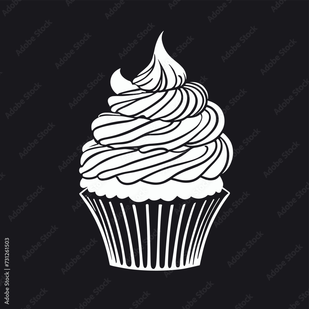 Cupcake silhouette vector illustration black and white Cupcake silhouette vector illustration black and white