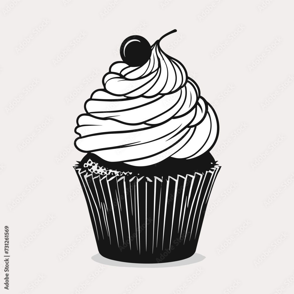 Cupcake silhouette vector illustration black and white Cupcake silhouette vector illustration black and white