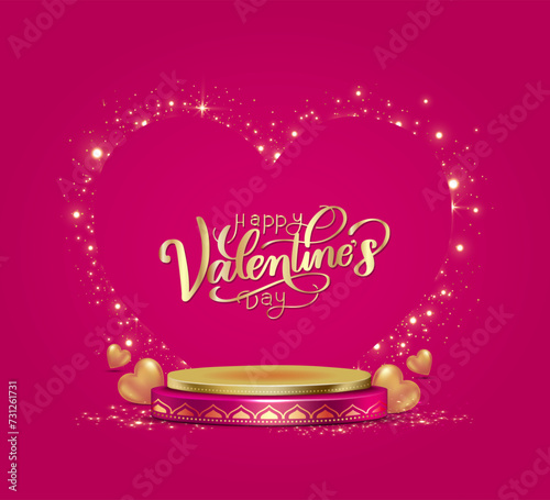 Valentines Day background with podium stage or product desplay stand design. Advertising sales promotional post and banner template.