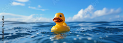 rubber duck on the sea, AI generated photo