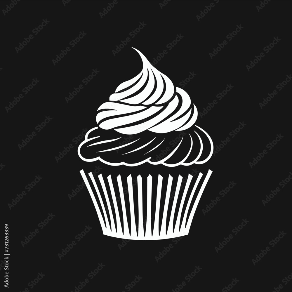 Cupcake silhouette vector illustration black and white Cupcake silhouette vector illustration black and white