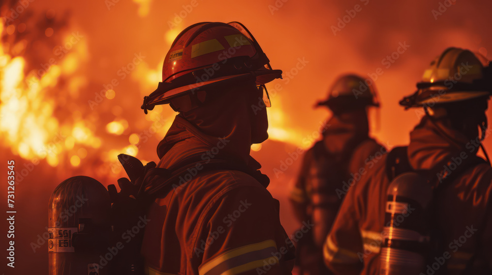 close-up Wildfire firefighters in America are on the job