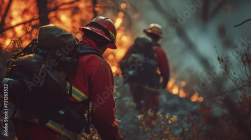 close-up Wildfire firefighters in America are on the job