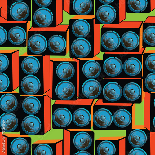 Seamless pattern with  speakers