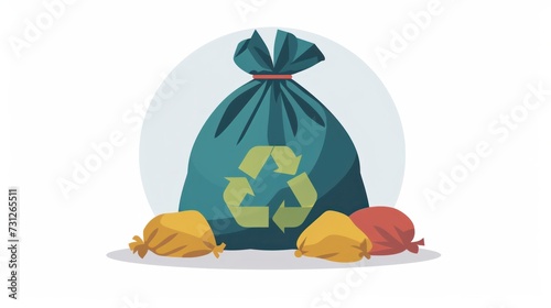 Color flat icon of a bag filled with garbage