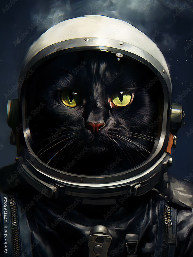 Funny Cat Astronaut Portrait of a bombay Breed. Generative AI. Funny Cat Astronaut Portrait of a bombay Breed. Generative AI.