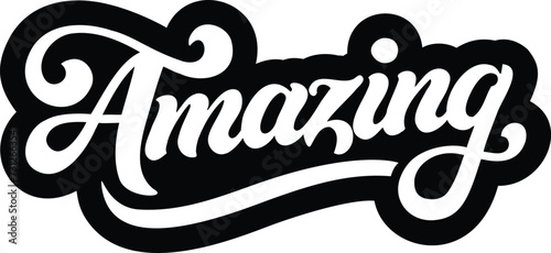 amazing word in calligraphic fonts in black over white, generative ai