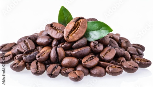 heap of coffee beans isolated on white background