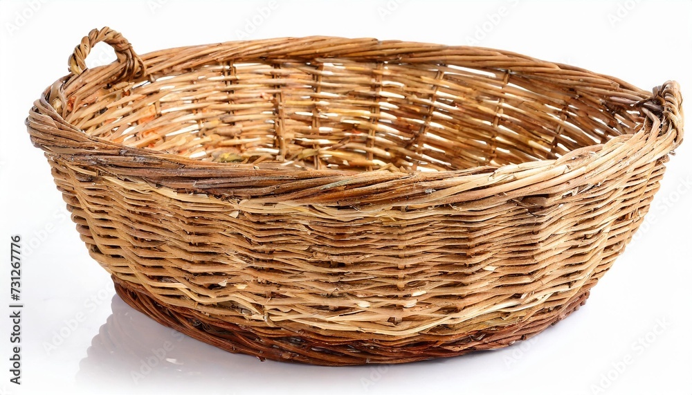 handmade wicker basket isolated on the white background