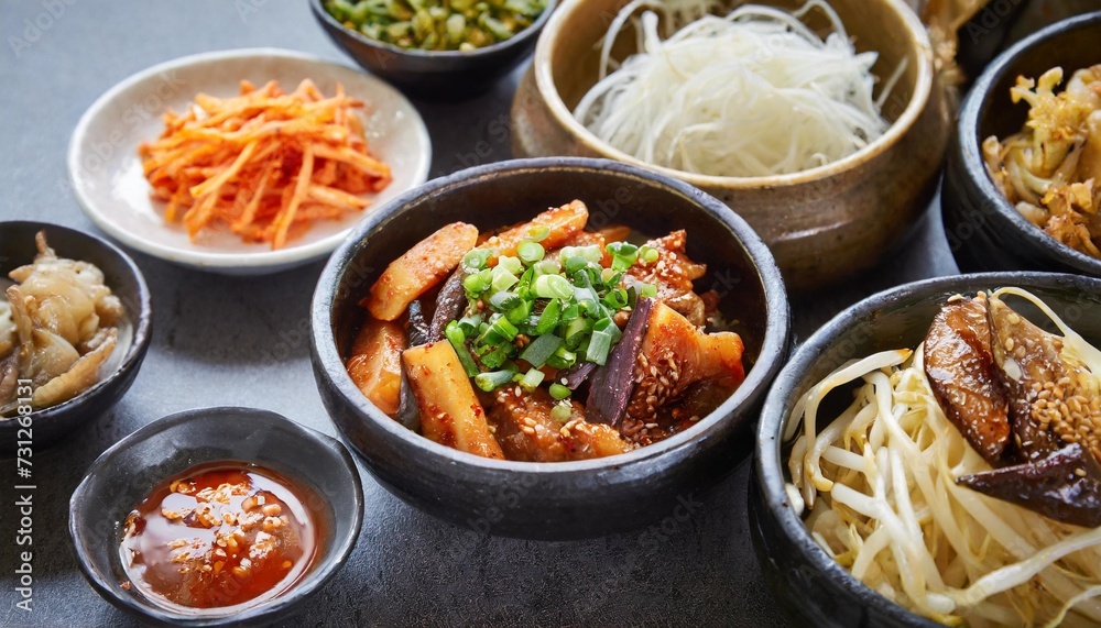 assorted namul korean food