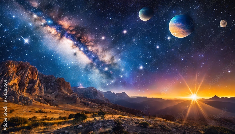 awe inspiring celestial scene where a myriad of stars and planets illuminate the vast