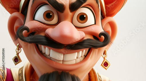 A cheerful genie with a broad smile brings a touch of magic to this 3D cartoon illustration. With his expressive eyes and vibrant colors, he captivates viewers, promising endless possibiliti photo
