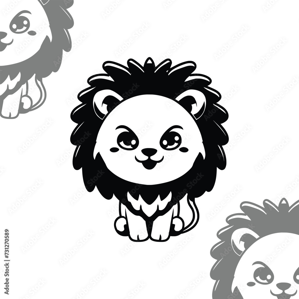 Fototapeta premium Cute lion face illustration isolated character