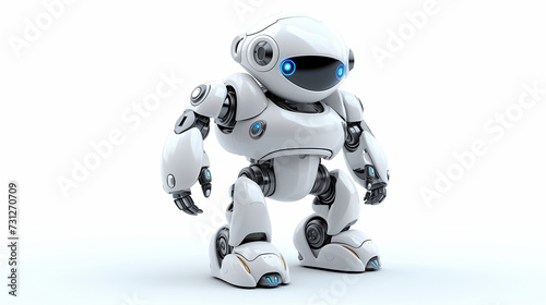 Full-Length View of Robot on Pure White Background