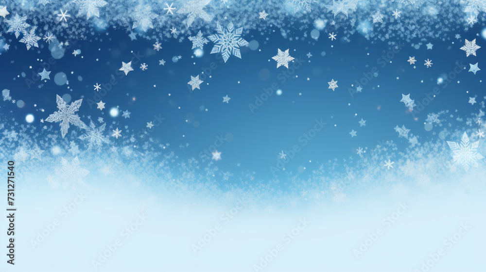 Banner with empty snowy background a lot of copy space.