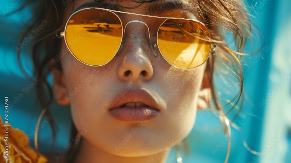 Beautiful lifestyle of a young woman in sunglasses. Image of a stylish trendsetter Beautiful lifestyle of a young woman in sunglasses. Image of a stylish trendsetter