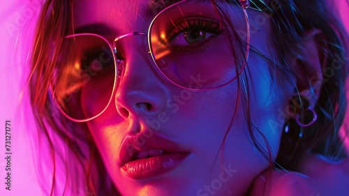Close-up drawing of a young and slender girl in sunglasses © Олександр Малаков