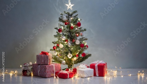 christmas tree with presents on white
