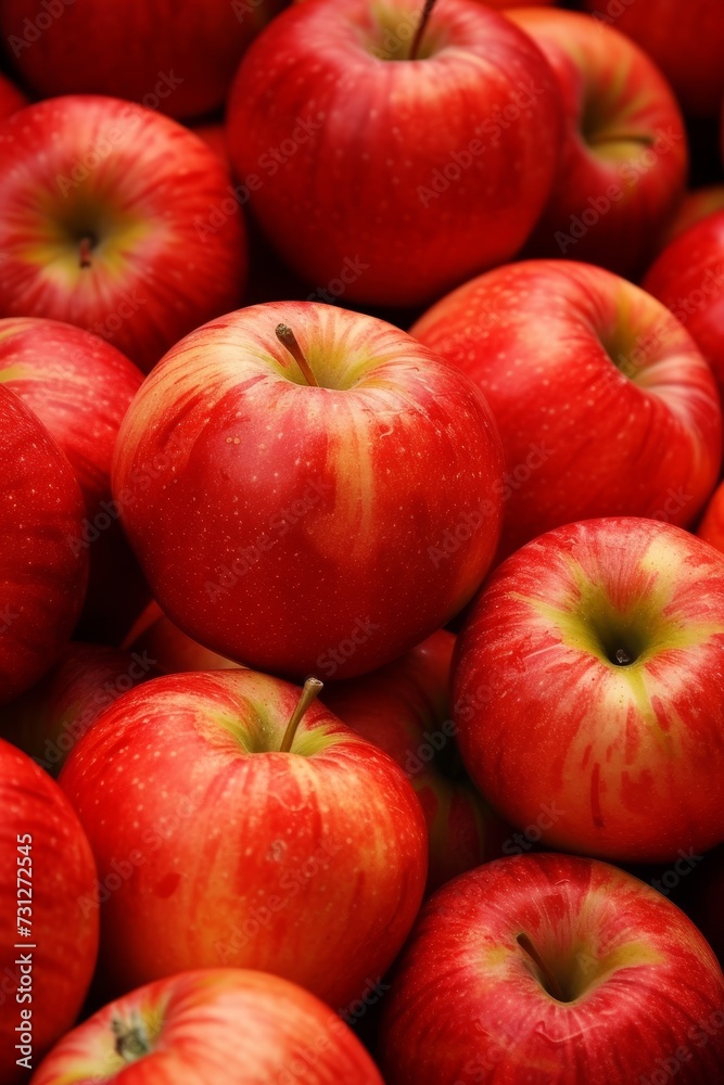 Crimson Cascade: A Playful Array of Stacked Red Apples Crimson Cascade: A Playful Array of Stacked Red Apples