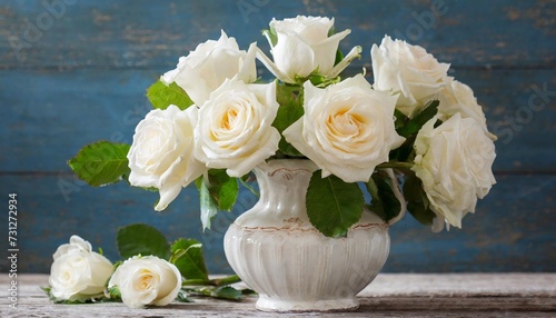 white roses in a vase