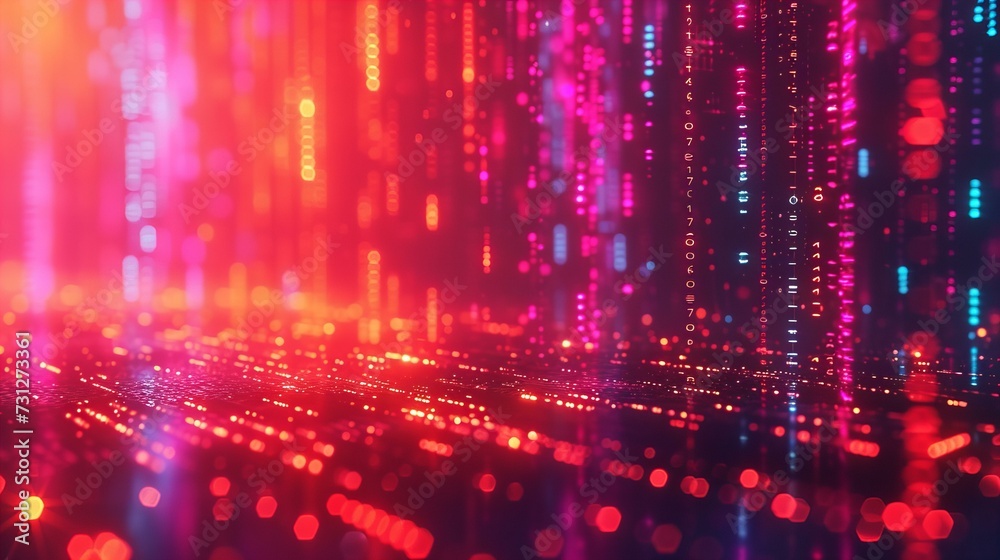 Fototapeta premium tech background with colorful lights, in the style of cryptidcore, red and purple, data visualization