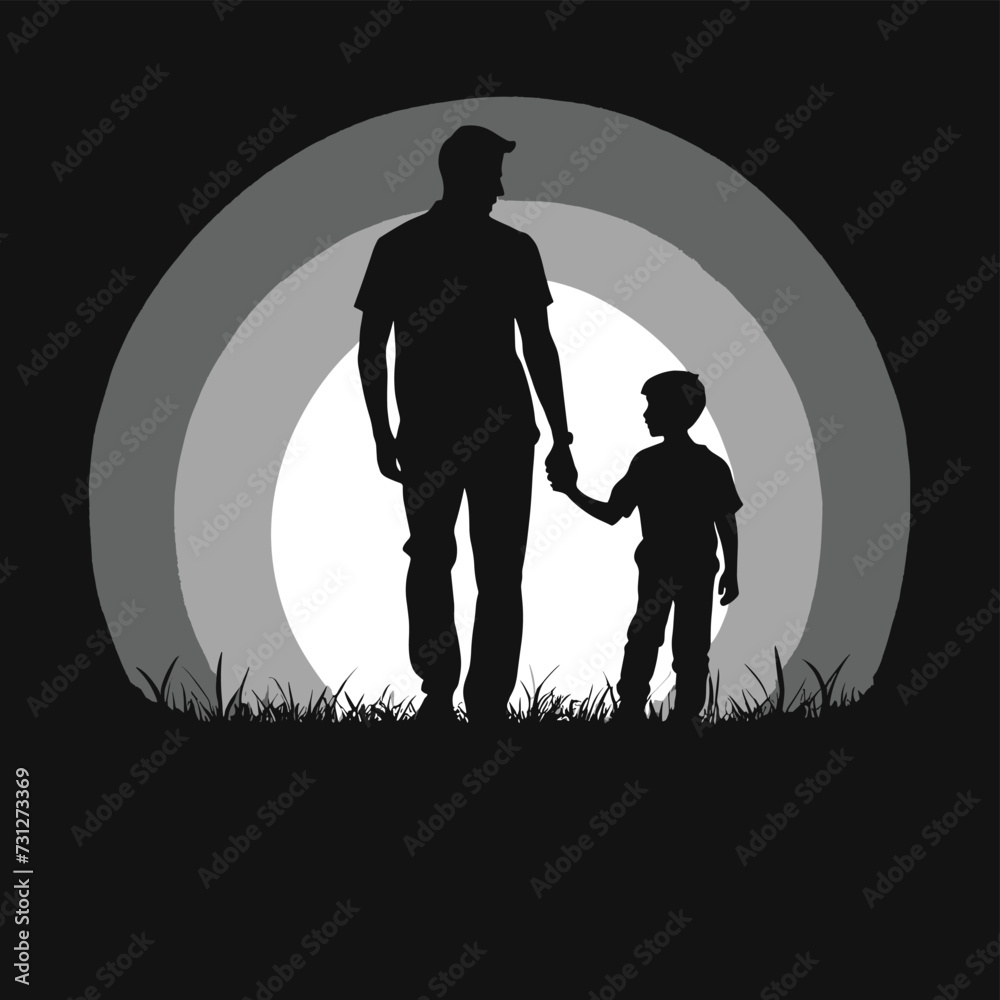 Father and son walking holding hands silhouette vector family illustration Father and son walking holding hands silhouette vector family illustration