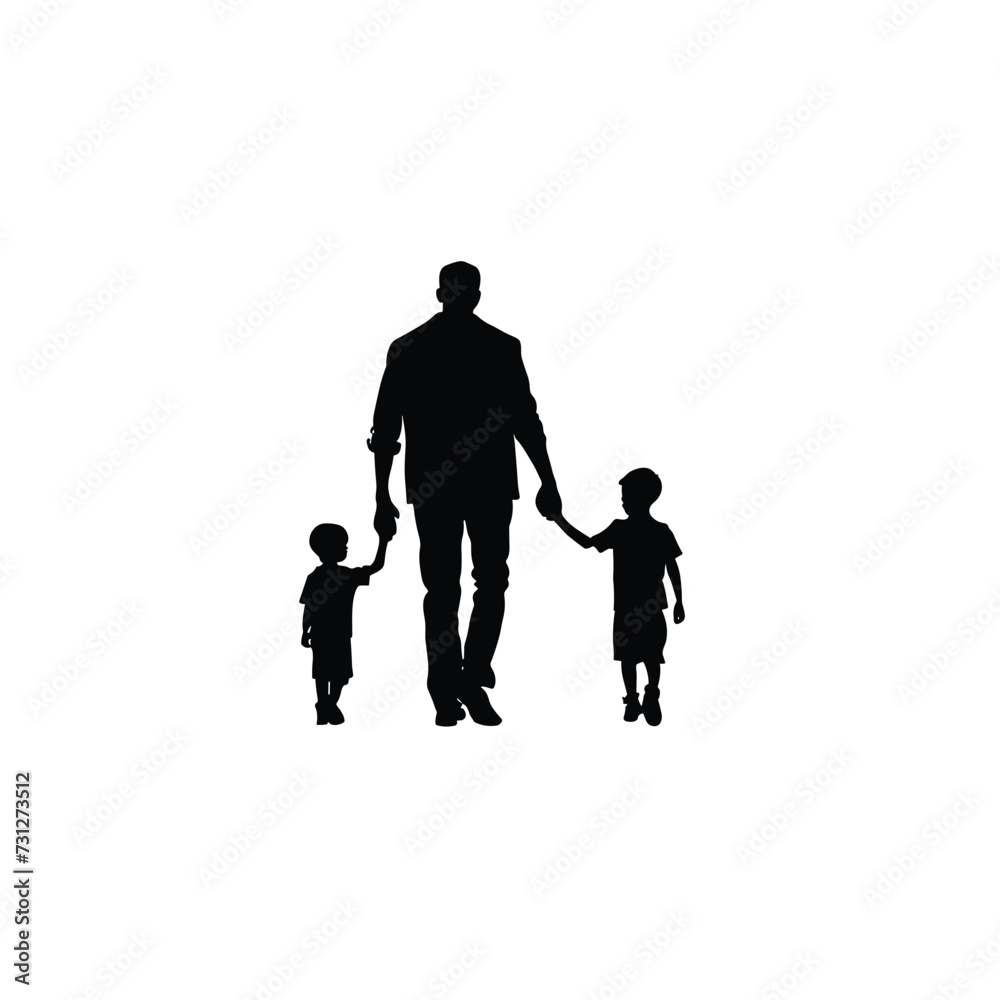 Father and son walking holding hands silhouette vector family illustration Father and son walking holding hands silhouette vector family illustration