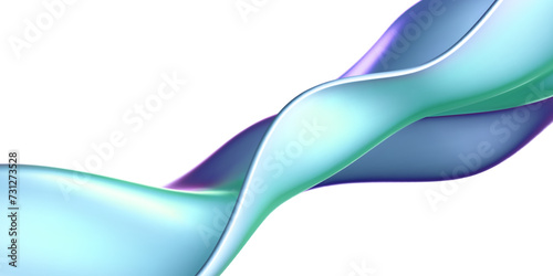 3d holographic liquid wave, iridescent chrome fluid silk fabric isolated on light background. Render of neon metal ribbon with rainbow gradient effect flying in motion. 3d vector geometric background.