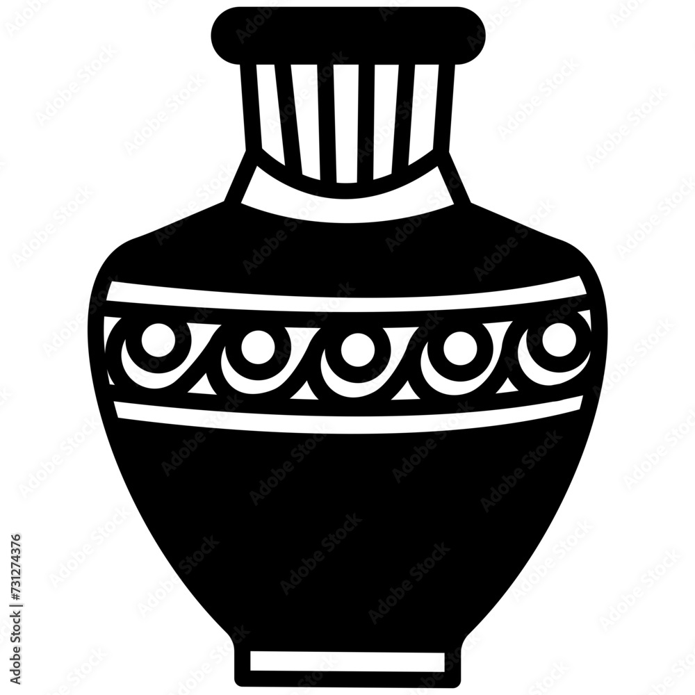 Vase glyph and line vector illustration