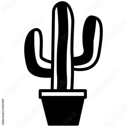 Cactus glyph and line vector illustration