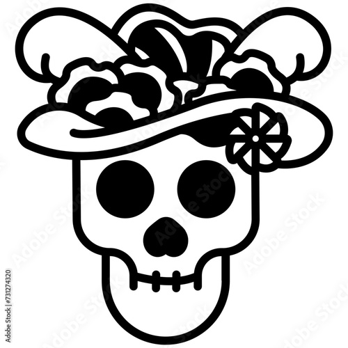 Catrina glyph and line vector illustration