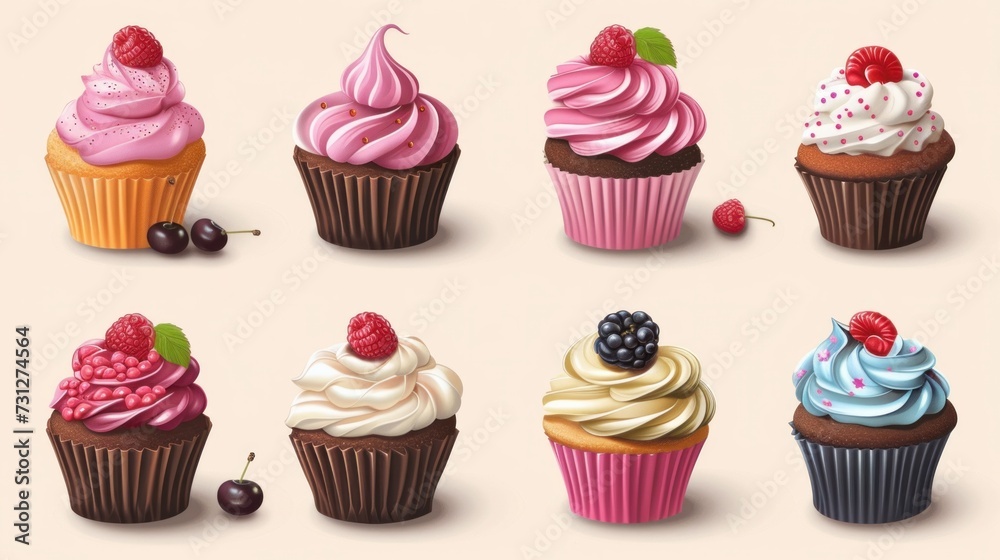 A vector set of little delicious cupcakes A vector set of little delicious cupcakes