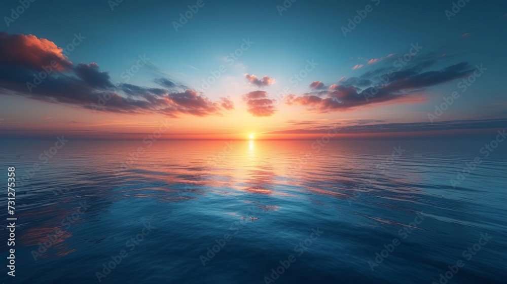 A peaceful sunrise over a calm sea, representing the dawn of Labor Day and new beginnings