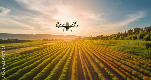 Innovative farming: Machinery and quadcopter optimize crop growth in a smart field