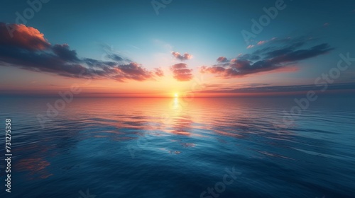 A peaceful sunrise over a calm sea, representing the dawn of Labor Day and new beginnings © ArtCookStudio