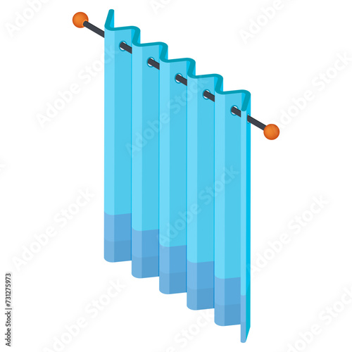 Isometric Curtains Hanging on a Rod