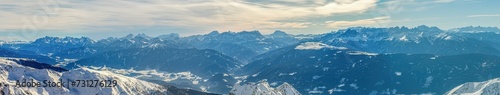 Winterpanorama Dolomiten über dem Pustertal von der Hochgrubachspitze photo