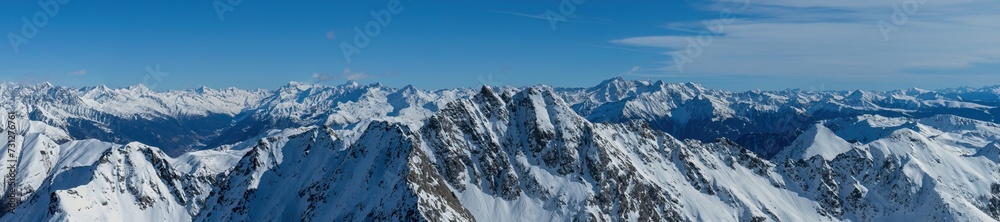 Winterpanorama Südtiroler Hochgrubachspitze  Richtung Steinbergspitze