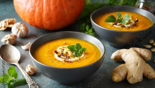 autumn soup with pumpkin and ginger
