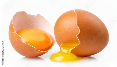 chicken egg broken egg isolated on white background