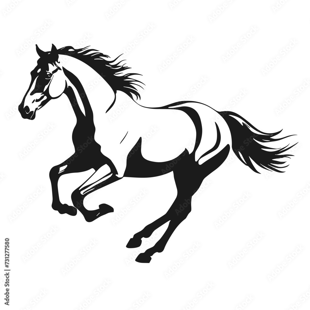 Running horse silhouette vector illustration